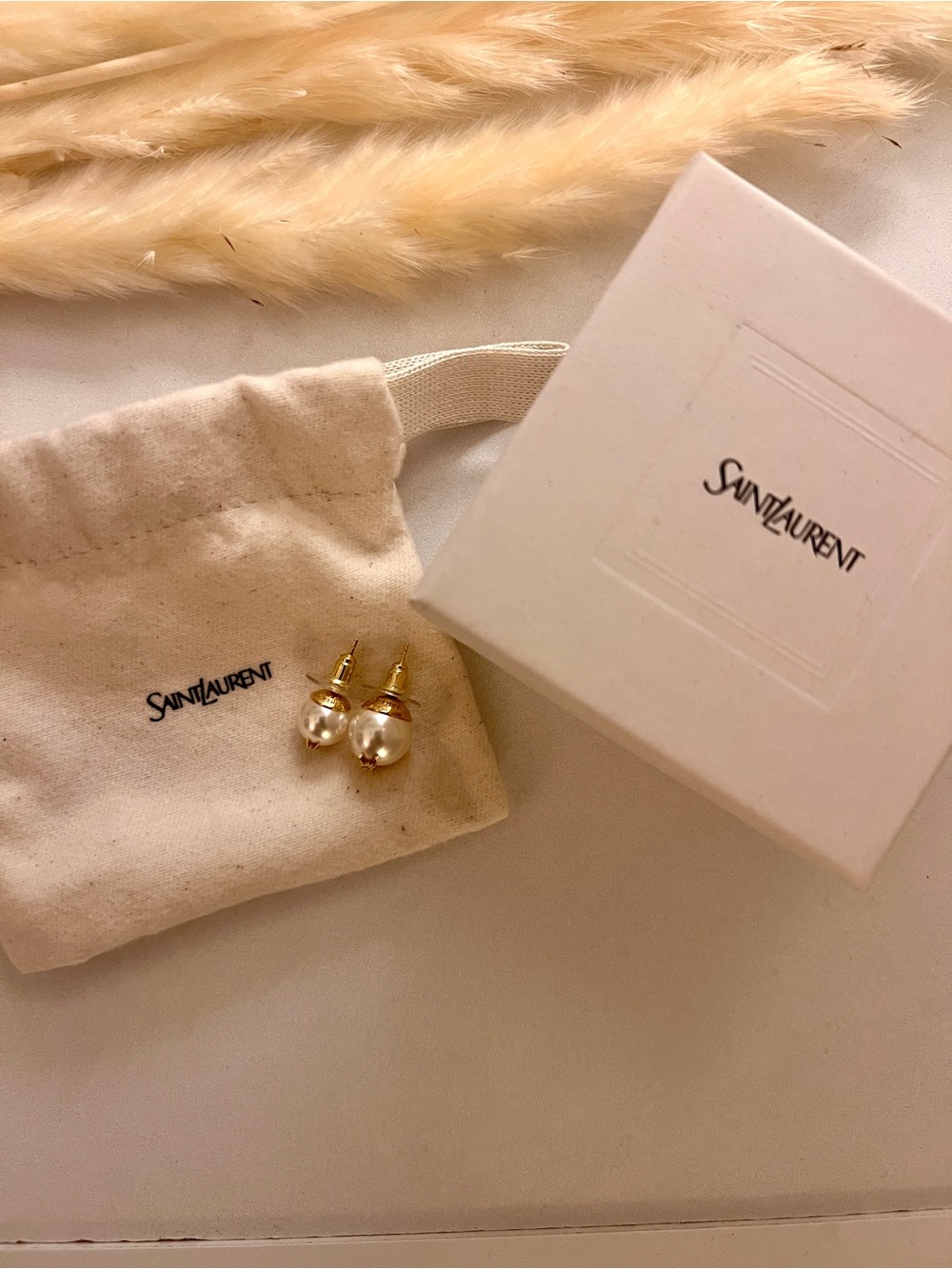 Saint Laurent Gold-tone Faux Pearl Earrings “Quiet Luxury” - Picture 8 of 10
